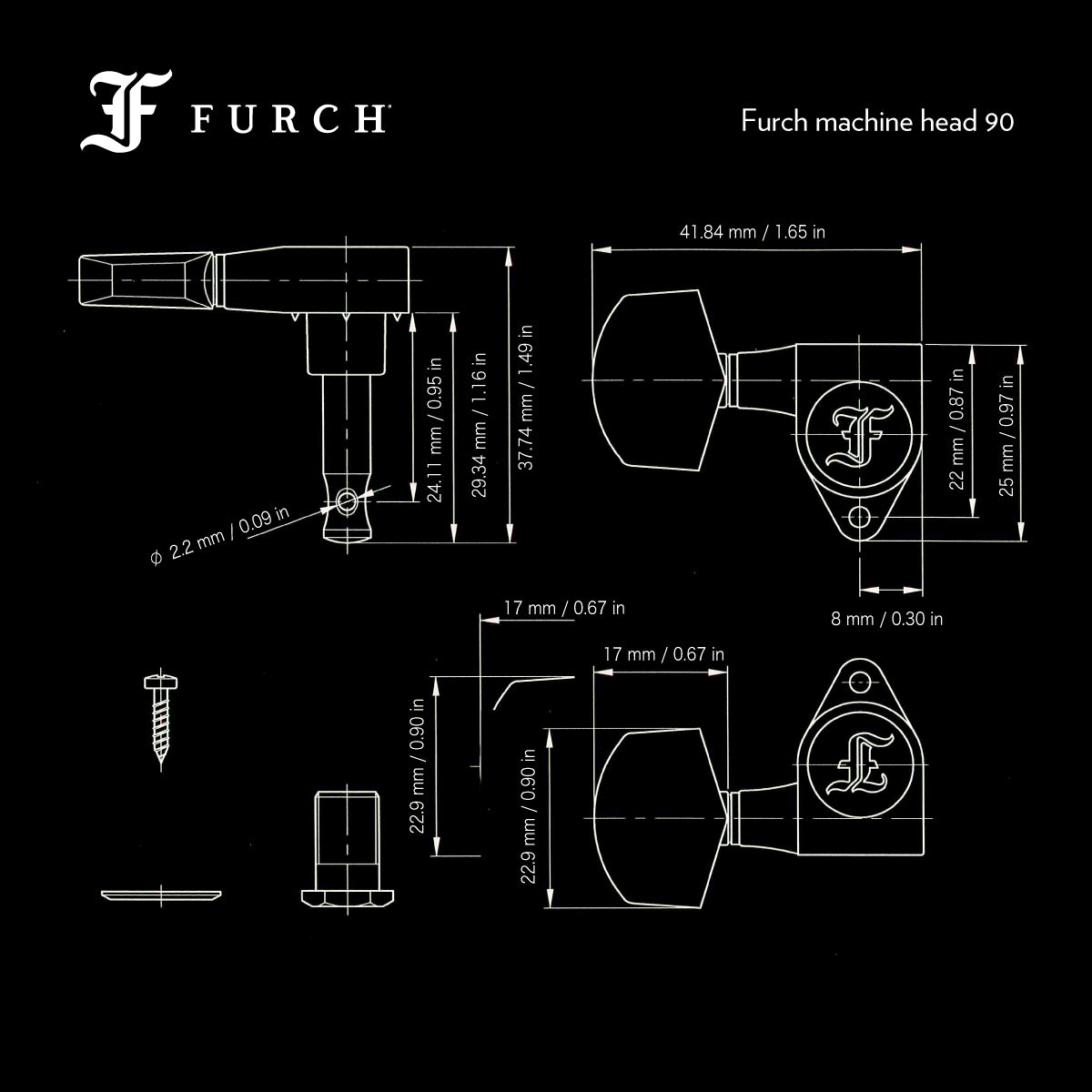 Dimensions Furch machine head 90