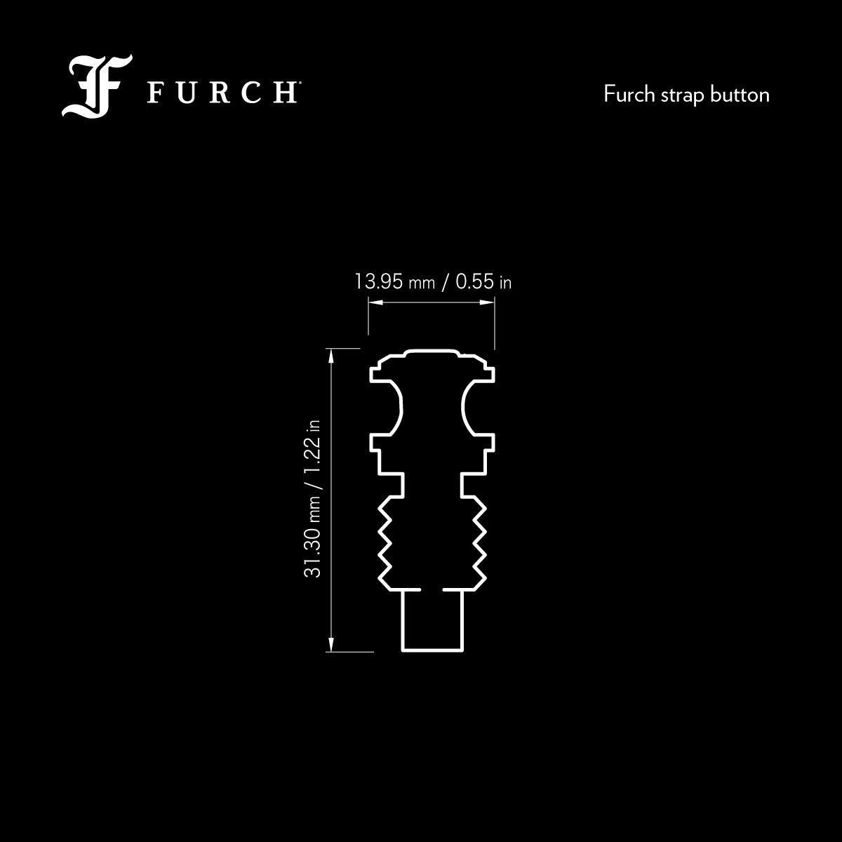 dimensions end strap button