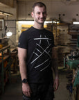 Black T-shirt (bracing print)