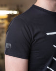 Black T-shirt (bracing print)
