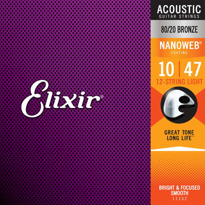 10-47 Light 12 string, Bronze - Elixir