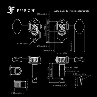 Dimensions Machine head Gotoh SE700