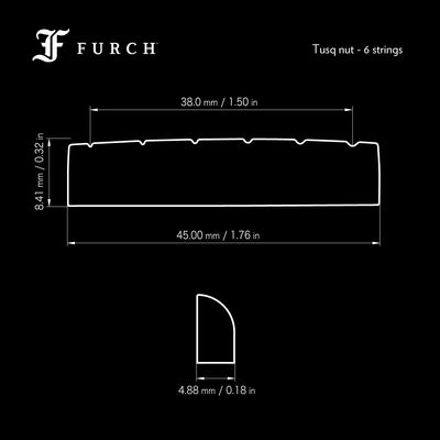 Dimensions nut for 6 strings