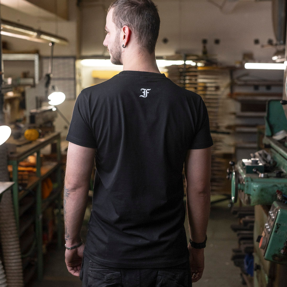 Black T-shirt (bracing print)