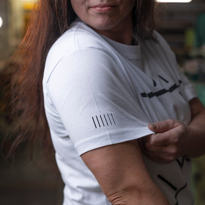 White T-shirt (bracing print) W